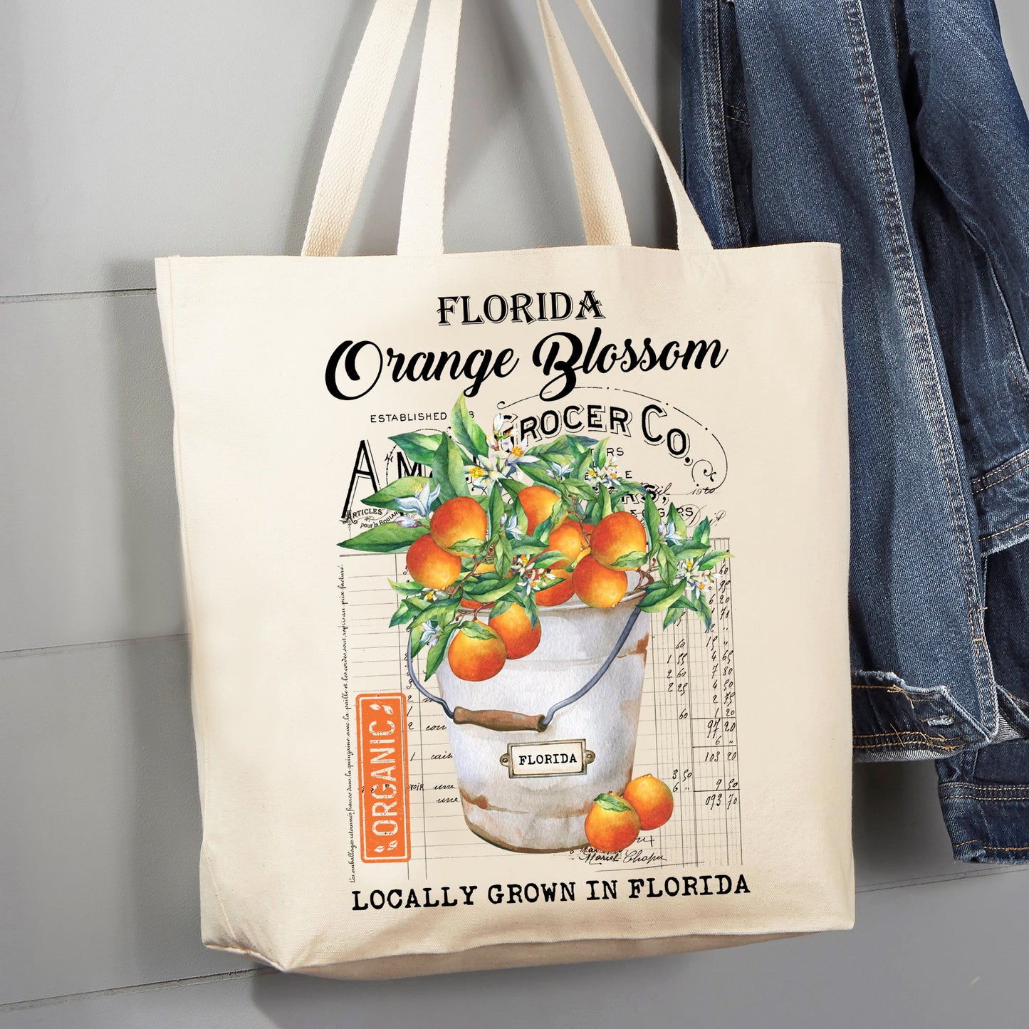 Florida State Flower Orange Blossom Souvenir 12 oz Canvas Tote Bag