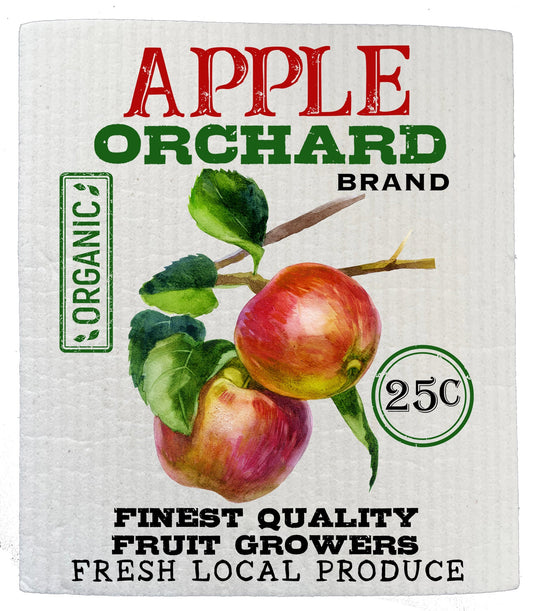 Set of 2 -  Farmhouse Apple Orchard Organic SWEDISH DISH CLOTH