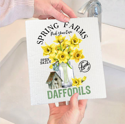 Set of 2 -  Spring Farms Daffodils Swedish Dish Cloth