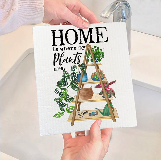 Set of 2 -  Home is where my Plants are House Plants Swedish Dish Cloth