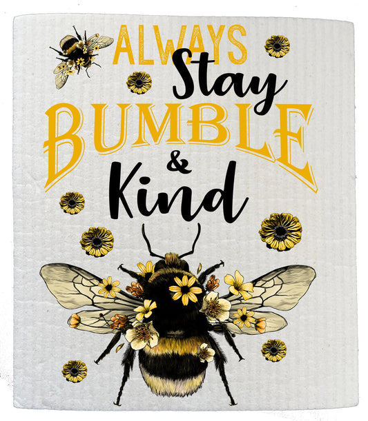 Set of 2 -  Always be Bumble & Kind Honey Bees Kitchen SWEDISH DISH CLOTHS