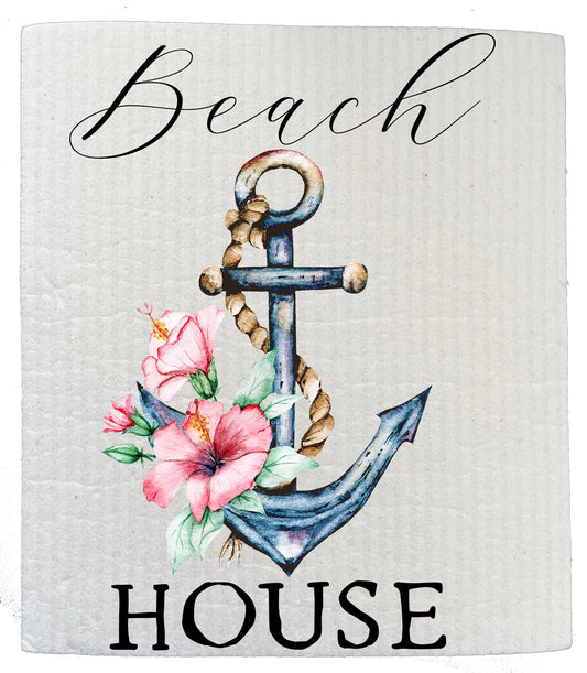 Set of 2 -  Beach House Boat Anchor Ocean SWEDISH DISH CLOTH