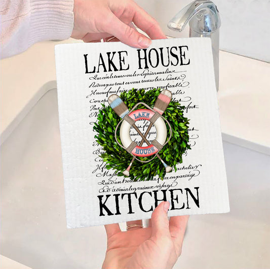 Set of 2 -  Lake House Kitchen  Swedish Dish Cloth