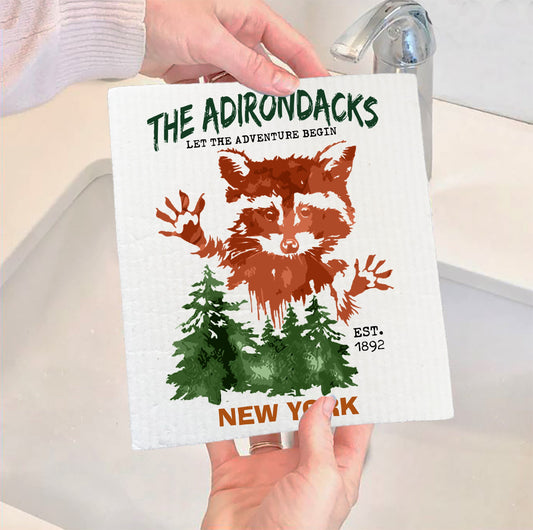 Set of 2 -  Adirondack New York Raccoon Swedish Dish Cloth