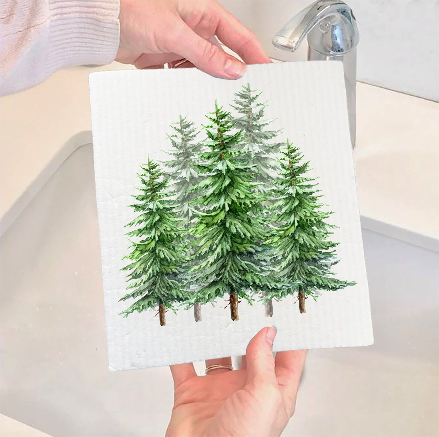 Set of 2 -  Christmas Trees SWEDISH DISH CLOTH