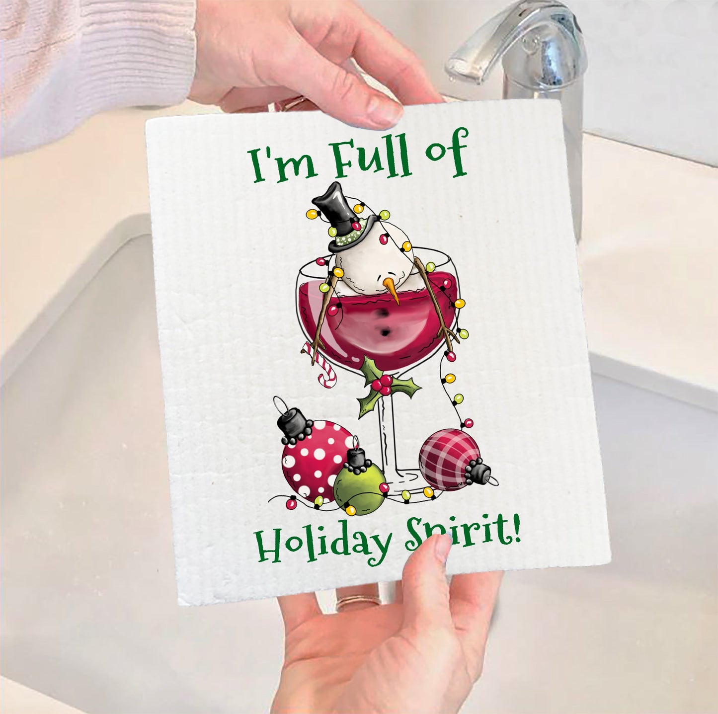 Set of 2 -  Christmas Full of Holiday Cheer Swedish Dish Cloth