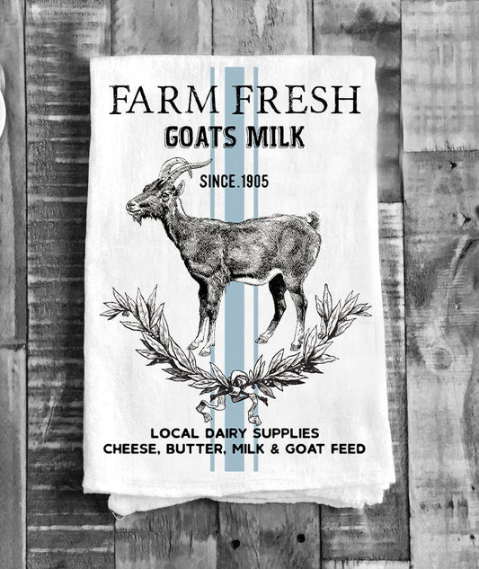Vintage Farm Fresh Goats Milk Flour Sack Tea Towel