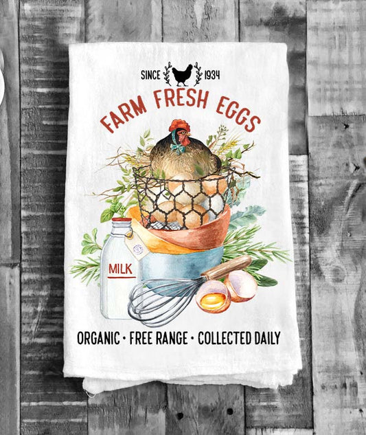 Farm Fresh Eggs Farmers Market Flour Sack Tea Towel