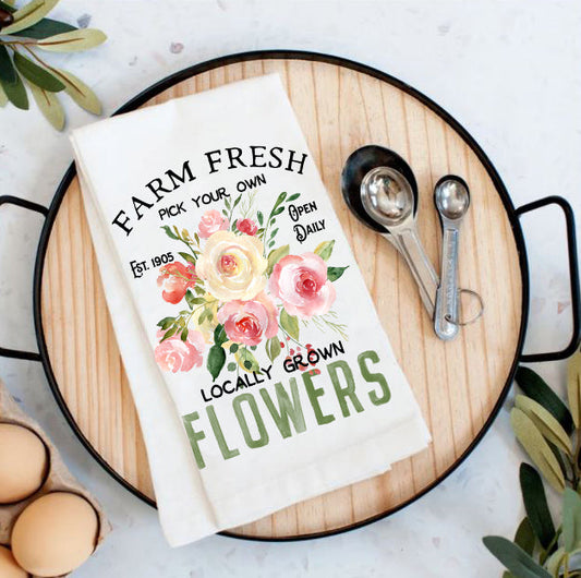 Farm Fresh Roses Spring Cotton Tea Towel