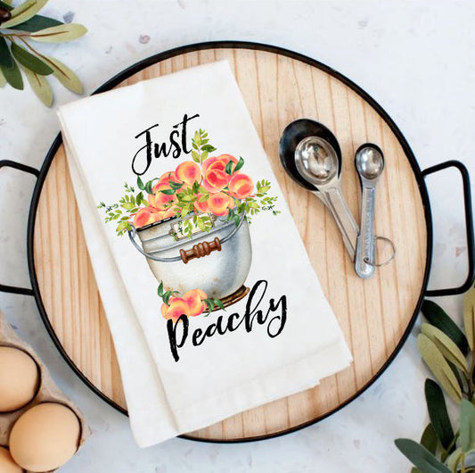 Just Peachy Bucket of Peachies Cotton Tea Towels