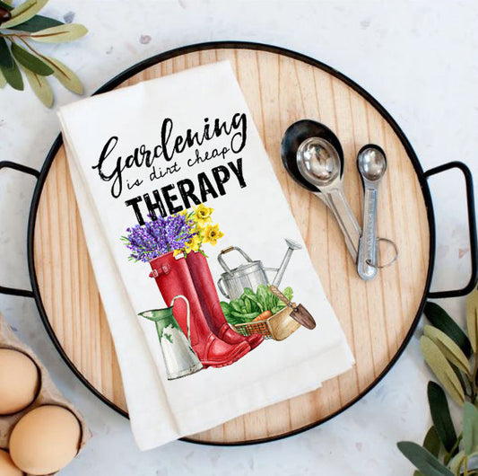 Gardening is dirt cheap Therapy Cotton Tea Towels