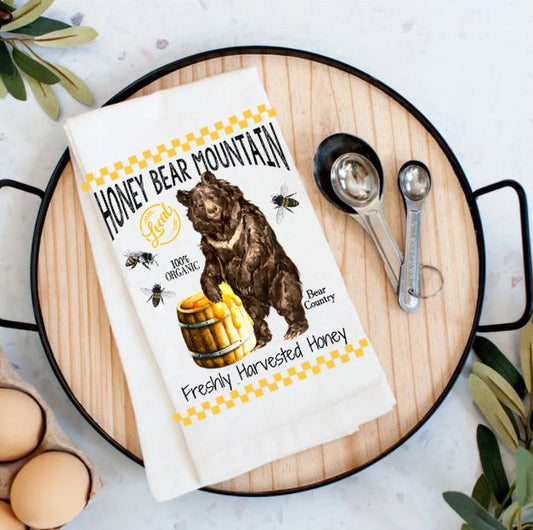 Honey Black Bear Mountain  Cotton Tea Towels