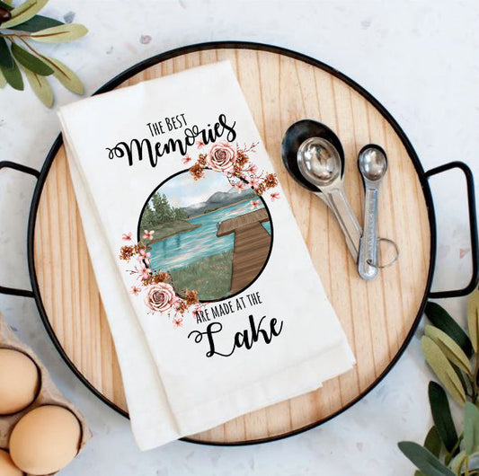 Best Memories at the Lake Cotton Tea Towels