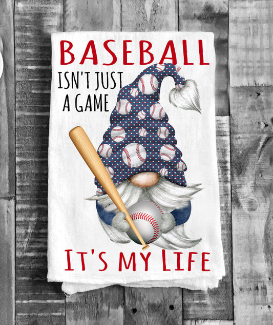 Gnome Baseball Red & Blue Team Colors Flour Sack Tea Towel