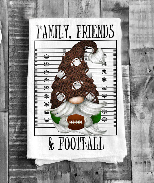 Gnome Football Family Friends & Football  Flour Sack Tea Towel