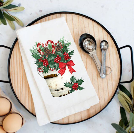 Holly Bucket Cotton Tea Towel Kitchen