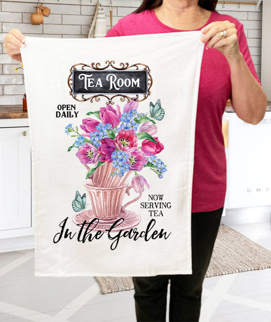 Tea Room in the Garden Tulips Cotton Terry Cloth Towels