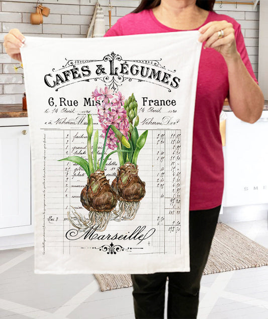 French Spring Bulbs Florals  Cotton Terry Cloth Towels