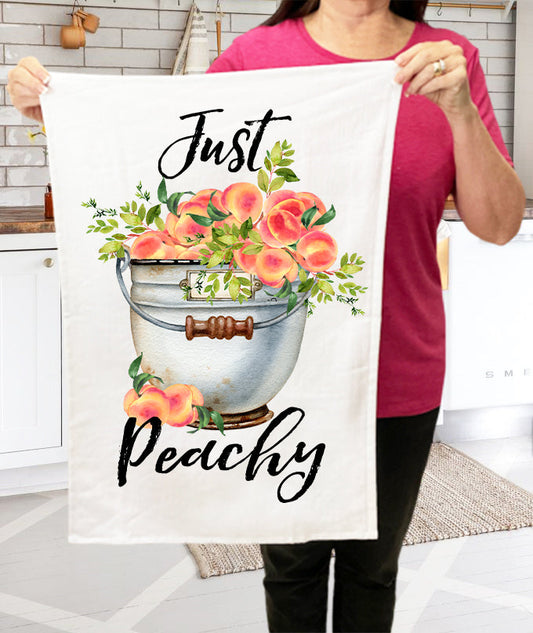 Just Peachy Bucket of Peachies Cotton Terry Cloth Towels