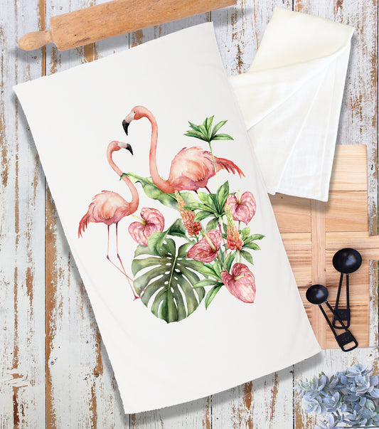 Pink Flamingo Tropical Terry Towel