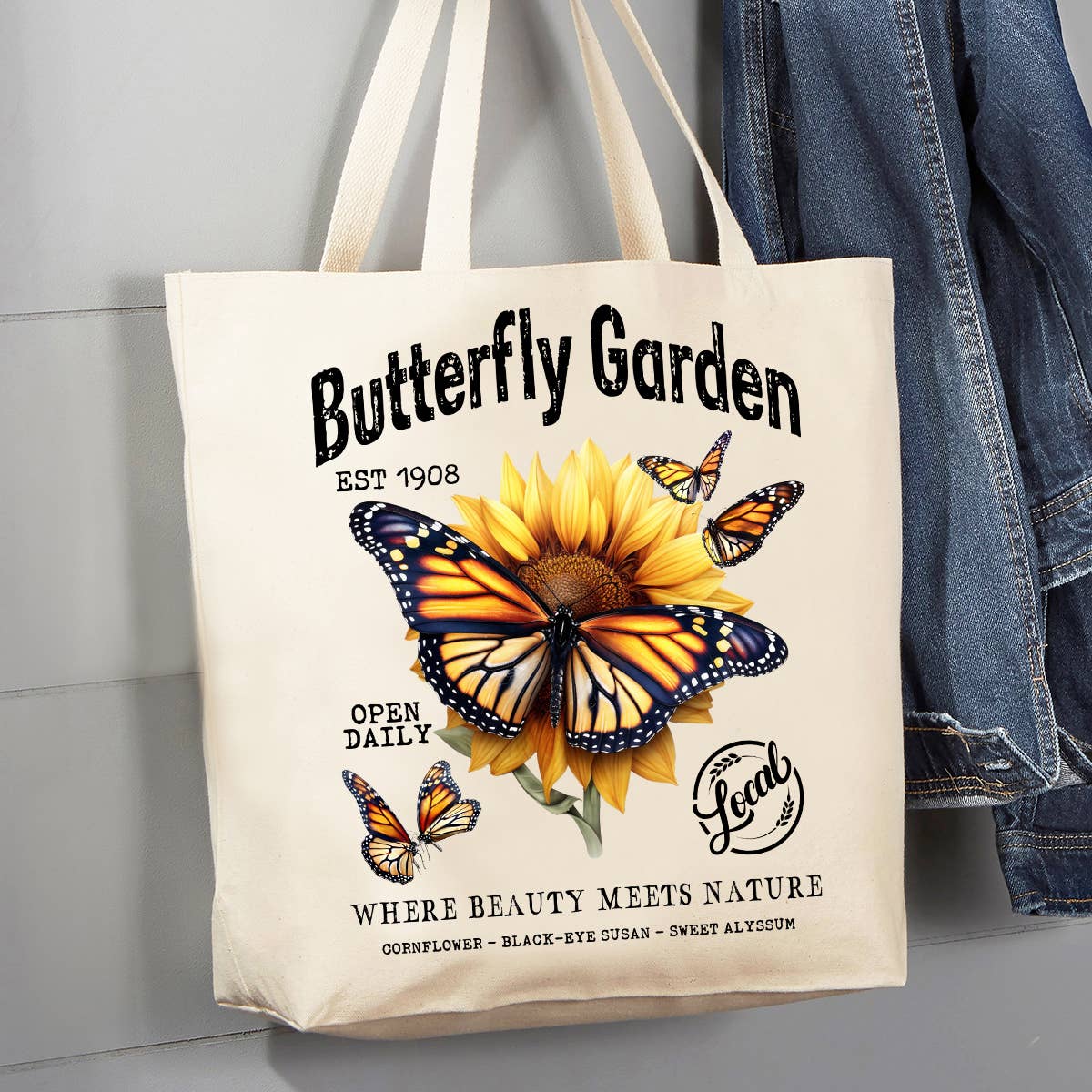 Monarch Butterfly Garden 12 oz Canvas Tote Bag