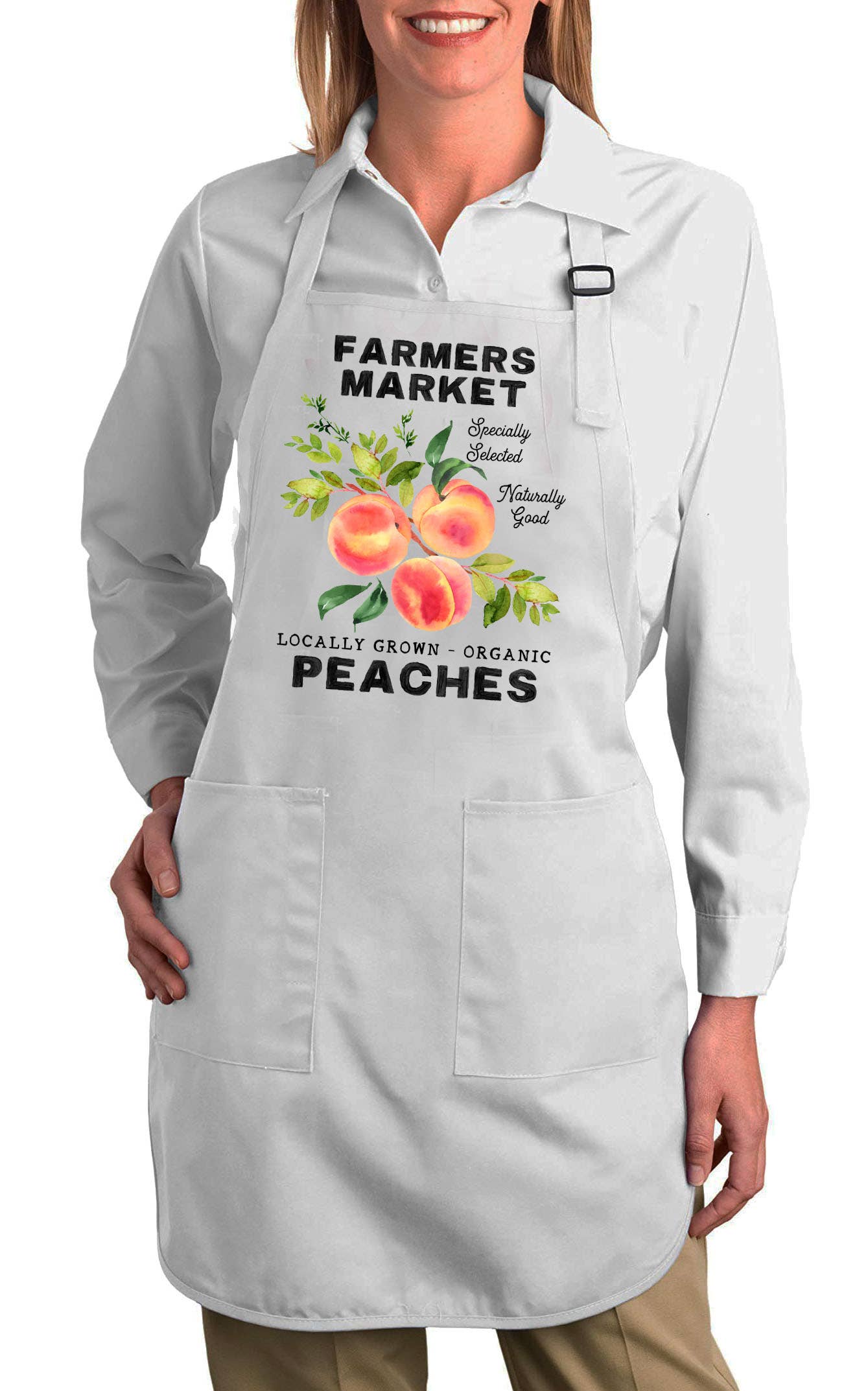 Farmers Market Organic Peachs Cotton Apron