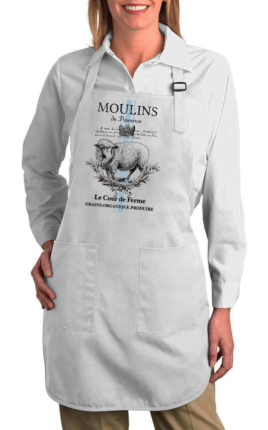Vintage French Moulins Lamb Cotton Apron