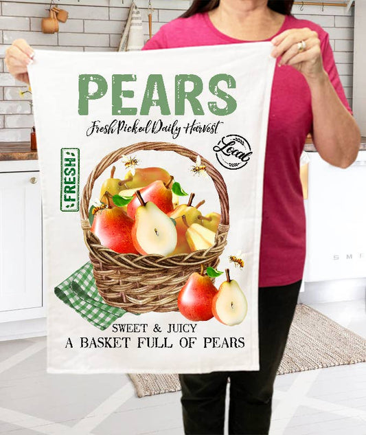 Country Farm Fresh Pears Fruit Kitchen Terry Cloth Towels
