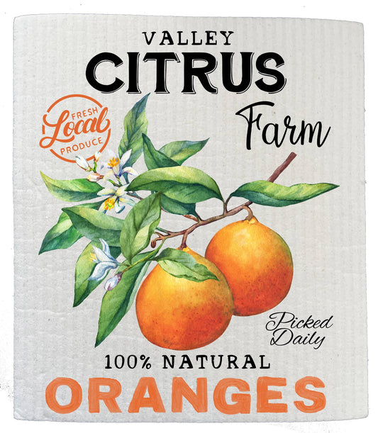 Set of 2 -  Farm Fresh Citrus Oranges Kitchen SWEDISH DISH CLOTHS
