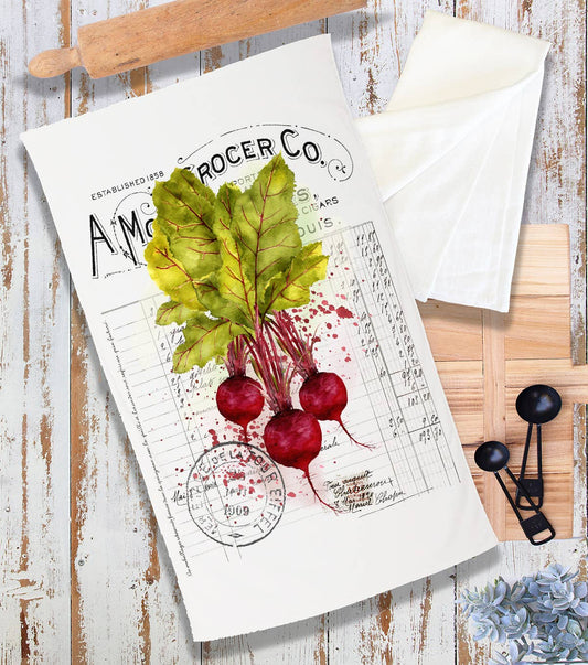 Vintage Farmhouse Beets Root Vegetables Terry Cloth Towel