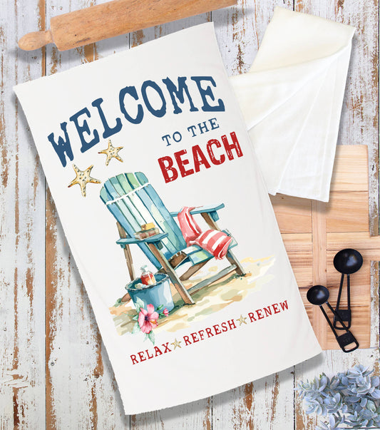 Coastal Welcome to the Beach Terry Cloth Towel