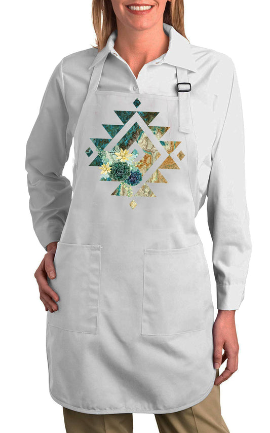 Western Blue Aztec Cactus Southwestern Cotton Apron