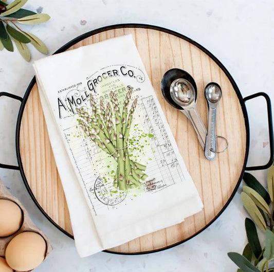 Vintage Farmhouse Aspargas Vegetables Flour Sack Tea Towel
