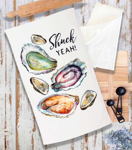 Oysters Shuck Yeah Coastal Beach Terry Cloth Towel