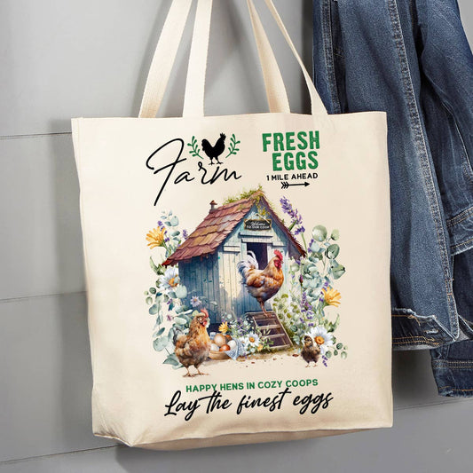 Country Farm Chicken Coop 12 oz Canvas Tote Bag