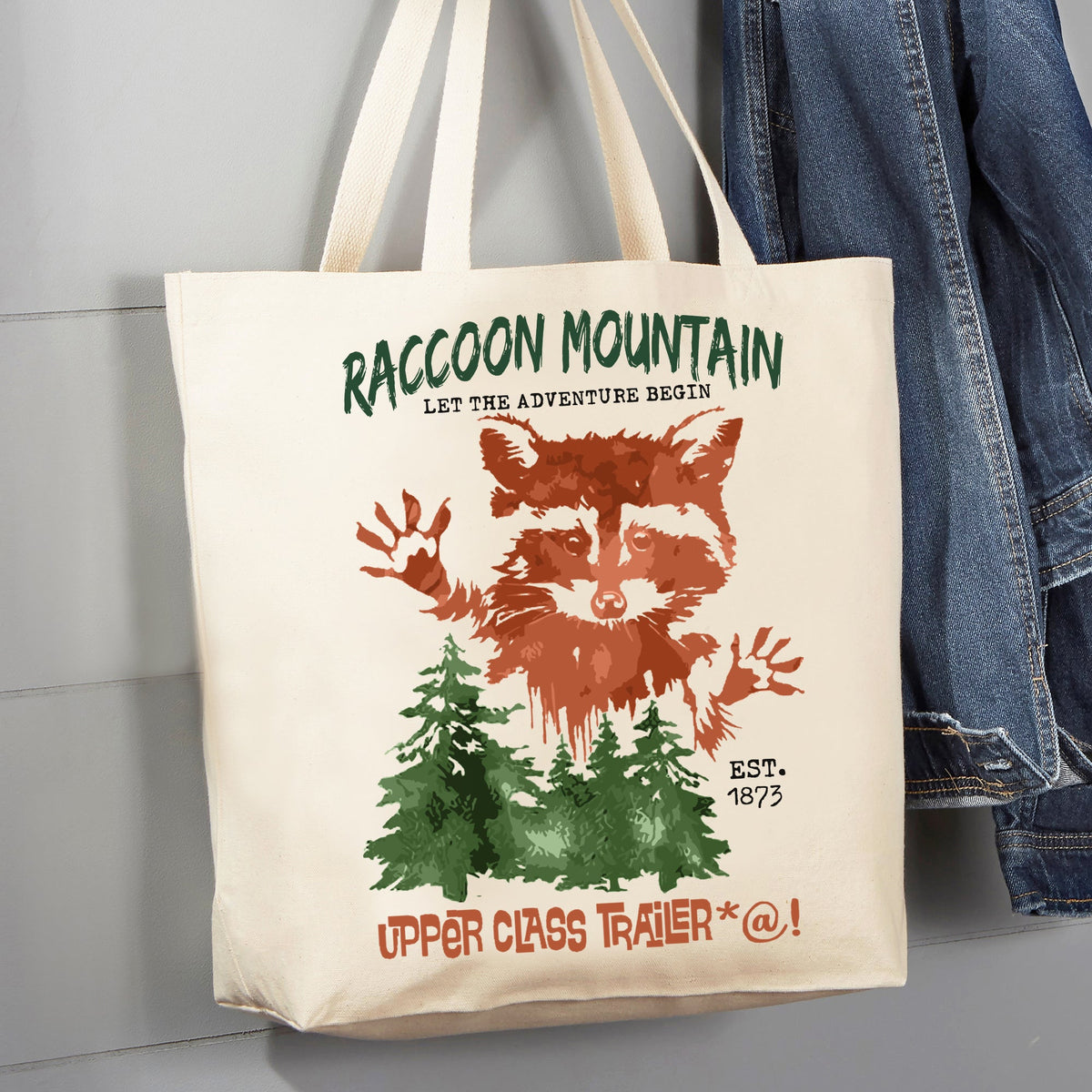 Raccoon Mountain Upper Class Trailer Trash Canvas Tote Bag