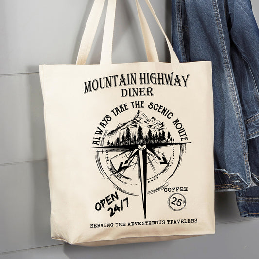 Moutain Highway Diner Always Take the Scenic Route Canvas Tote Bag