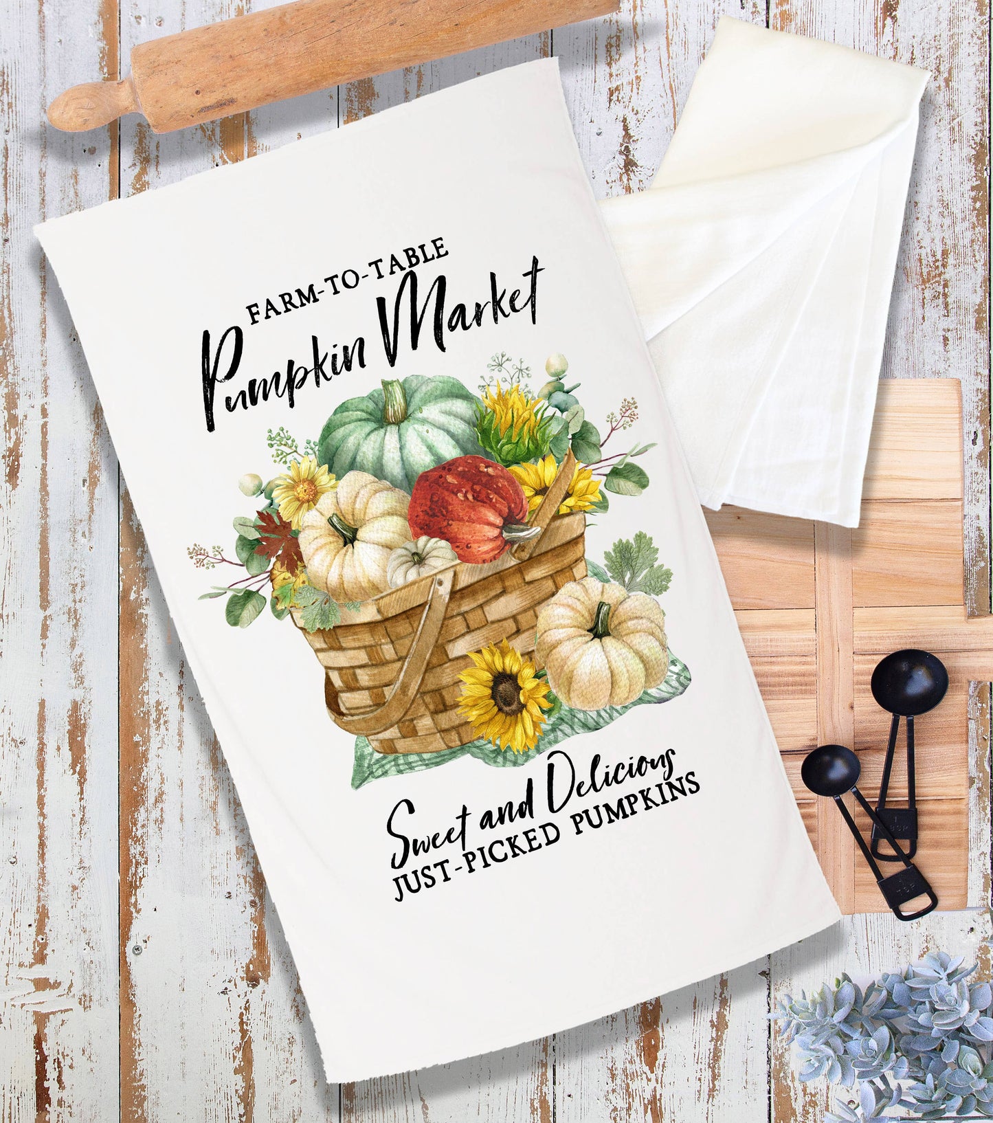 Autumn Fall Pumpkin Market Baskets Terry Cloth Towel