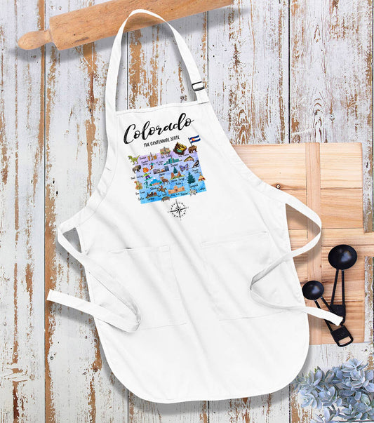 Colorado State Map Souvenir  Kitchen Cotton Apron