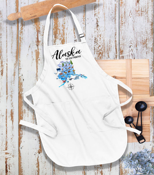 Alaska State Map Souvenir  Kitchen Cotton Apron