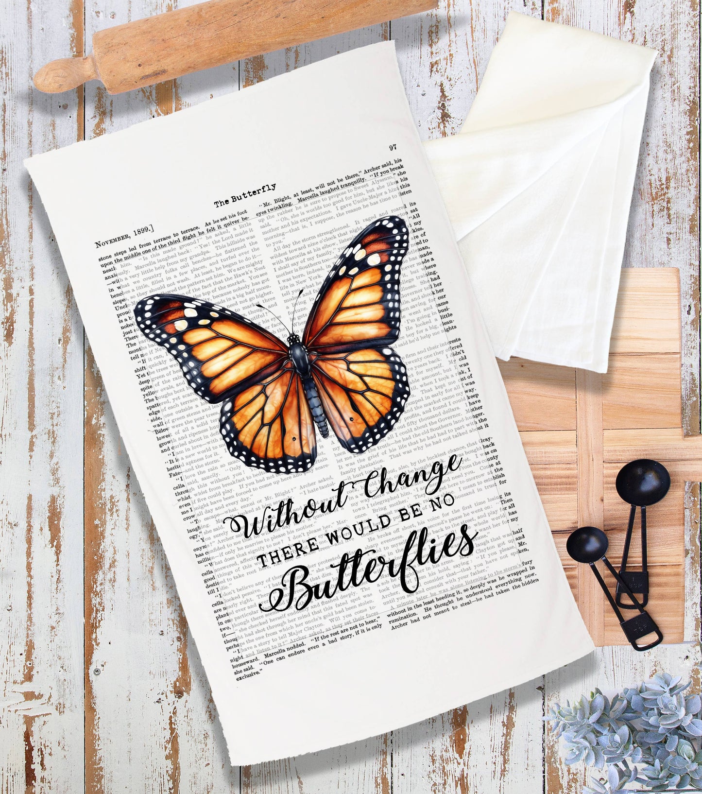 Vintage Monarch Butterfly Quote Terry Cloth Towel