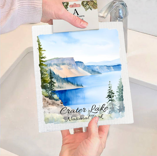 Set of 2 -  Crater Lake National Park Oregon  SWEDISH DISH CLOTH