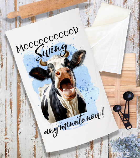 Mood Swing Any Minute Cow Funny Terry Cloth Towel