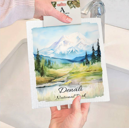 Set of 2 -  Denali National Park Alaska  SWEDISH DISH CLOTH