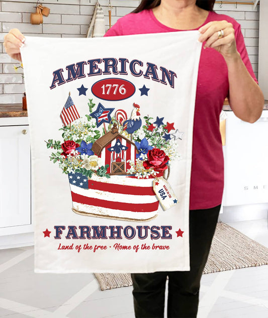American Patriotic Farmhouse Flowers Terry Cloth Towels