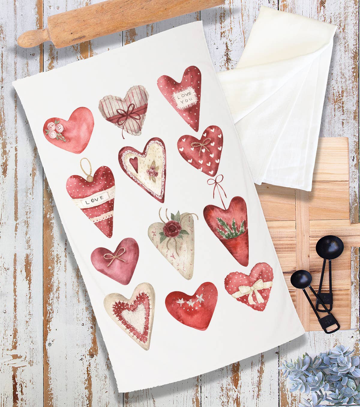 Valentine Farmhouse Country Hearts Terry Cloth Towel