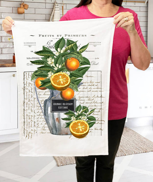 Vintage Orange Blossoms Cottage Terry Cloth Towels