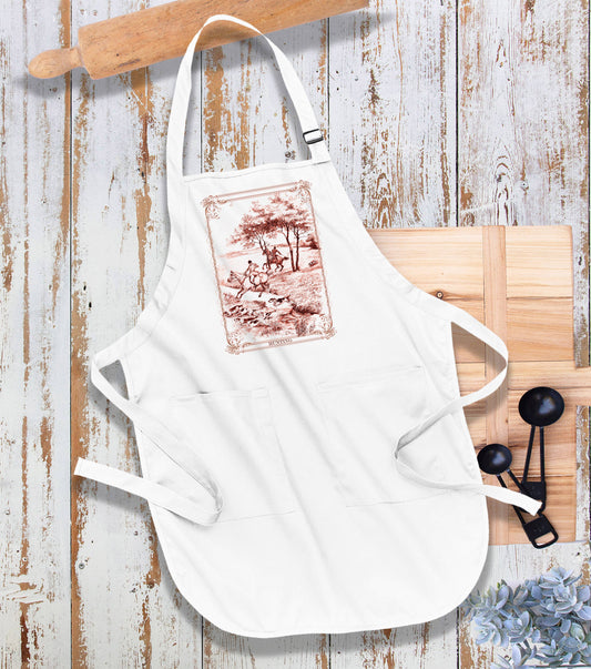 Vintage English Fox Hunting Kitchen Cotton Apron