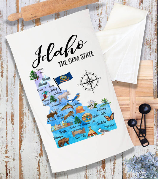 Idaho State Map Souvenir  Terry Cloth Towel