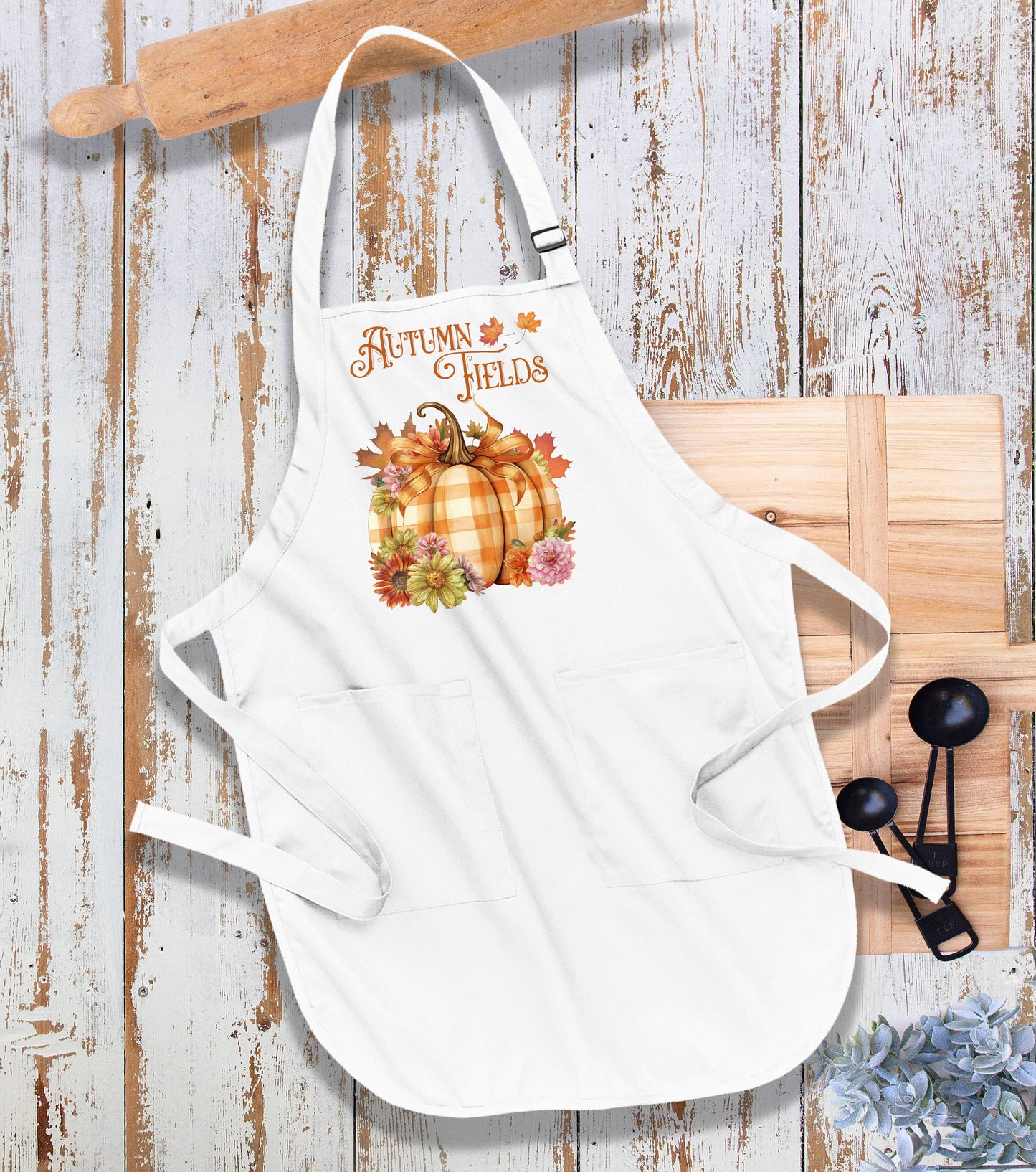 Autumn Harvest Checkered Pumpkin Kitchen Cotton Apron